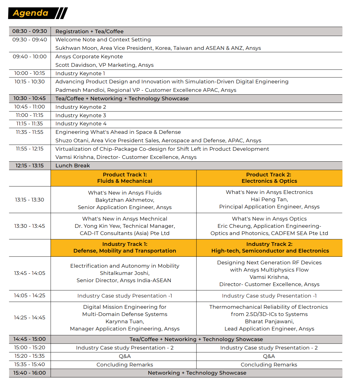 ansys conference agenda 